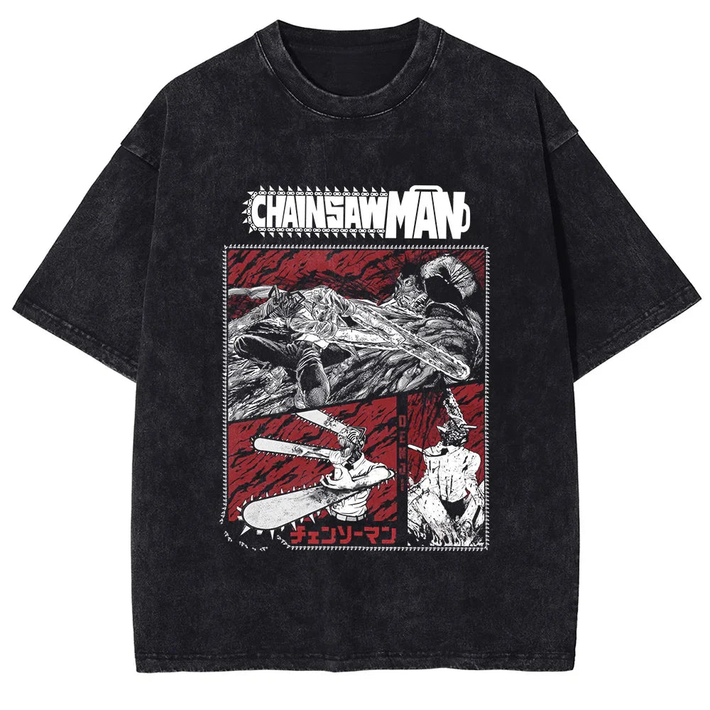 Chainsaw Man Denji's Path Oversized Vintage T-Shirt