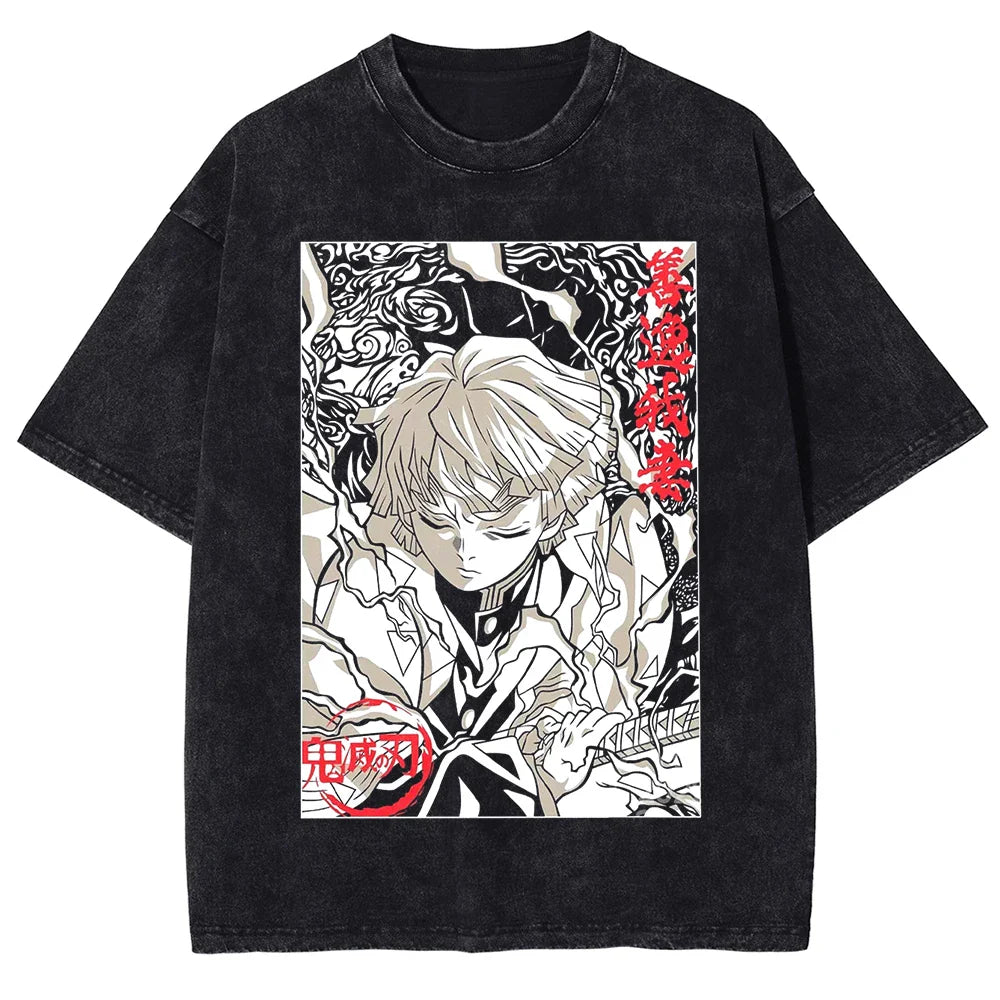 Demon Slayer Thunder Breath Oversized Vintage T-Shirt