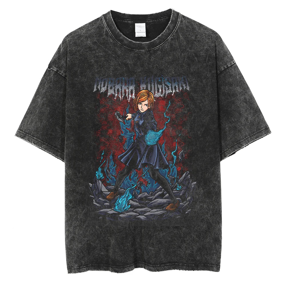 Jujutsu Kaisen Nobara Straw Doll Technique Oversized Vintage T-Shirt