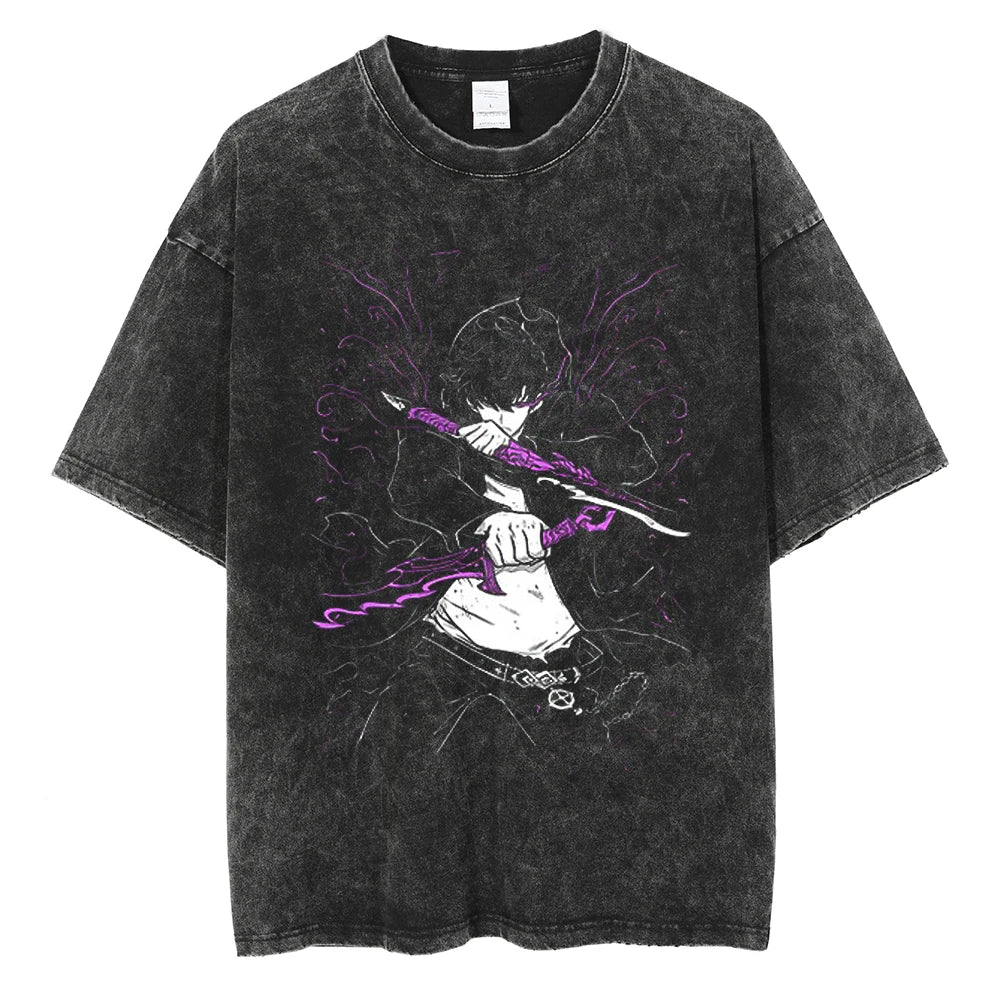Solo Leveling Sung Suho Legacy of Power washed Vintage T-Shirt