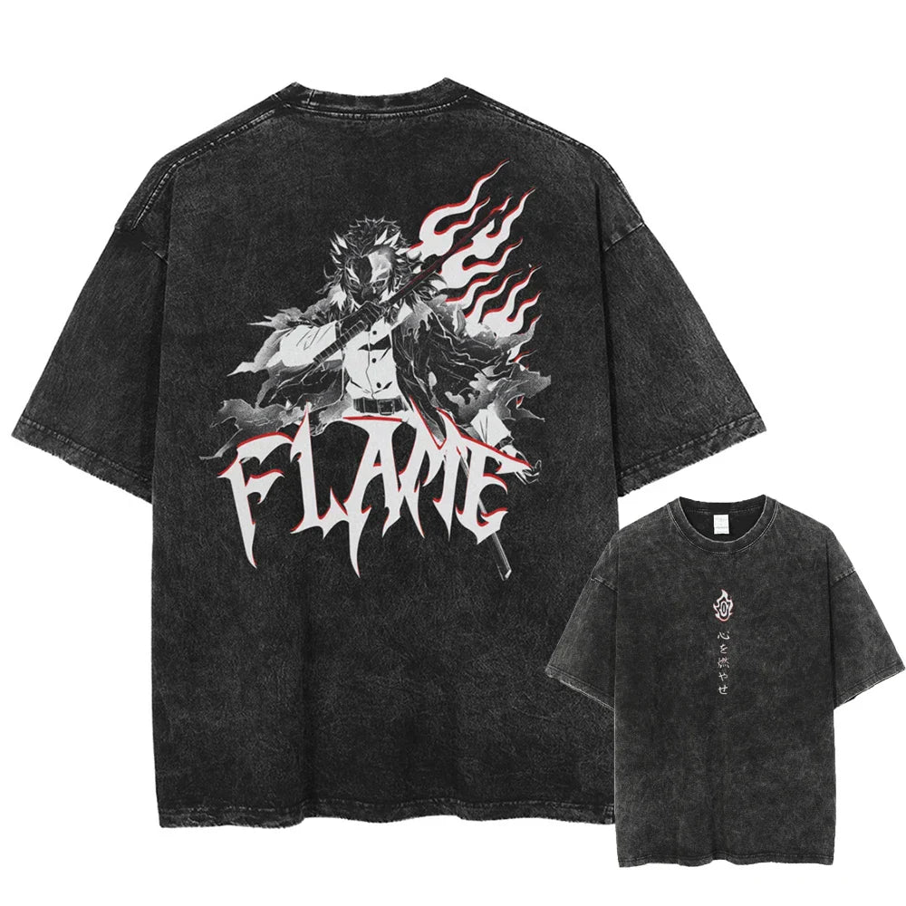 Demon Slayer Rengoku Hero of Flame Oversized Vintage T-Shirt