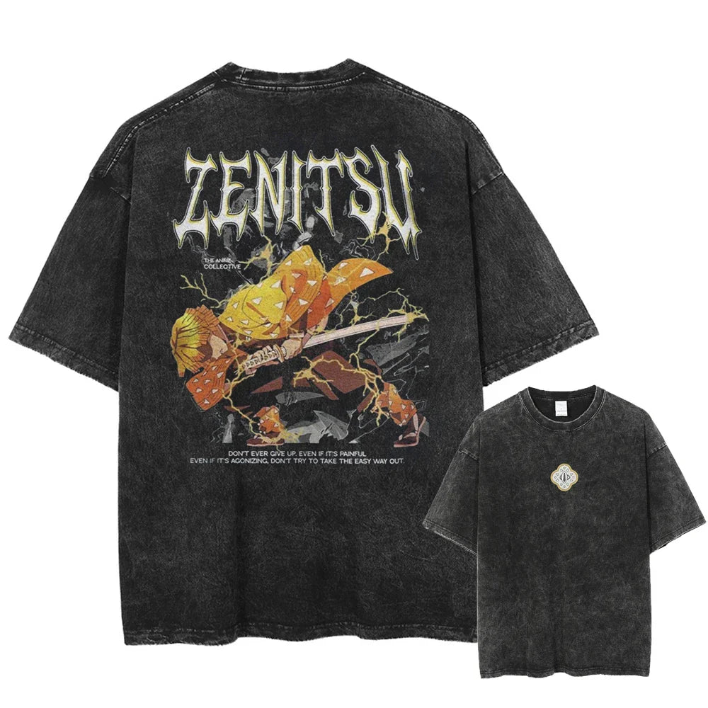 Demon Slayer Thunder's Path Oversized Vintage T-Shirt
