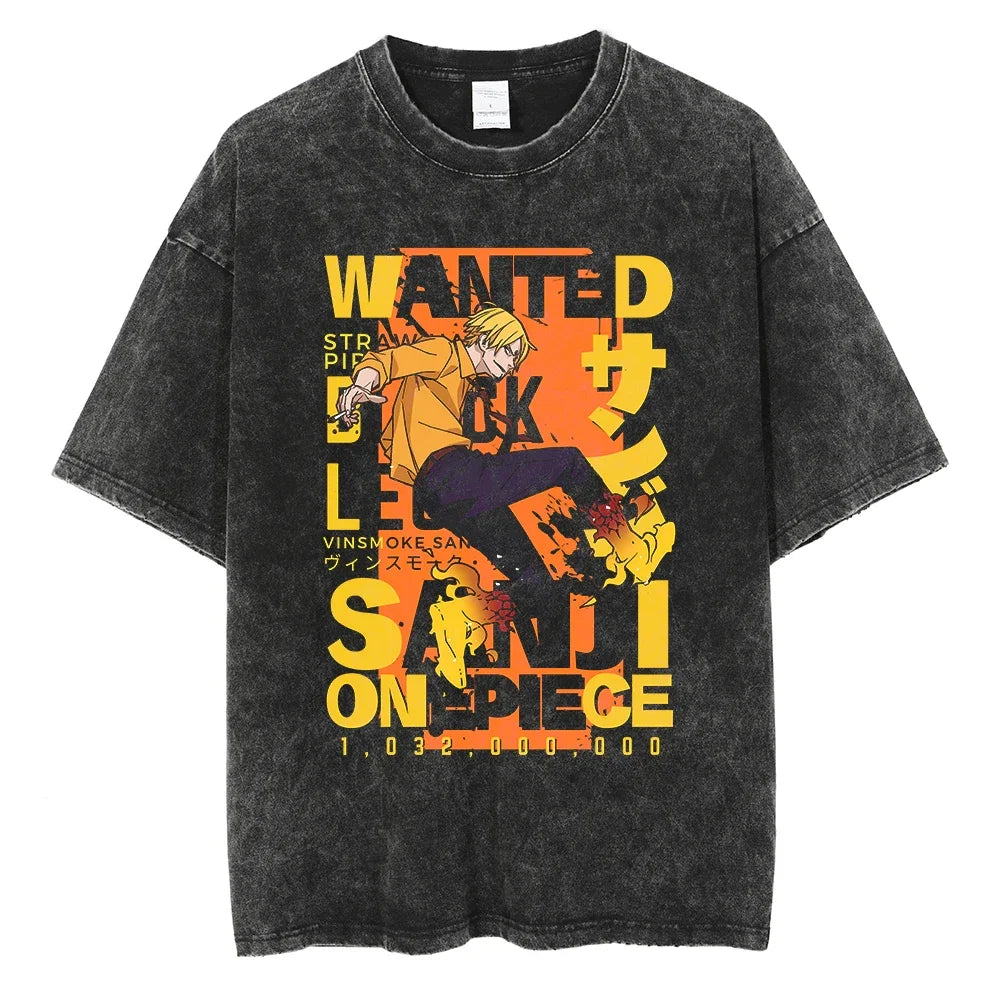 One Piece Black Leg Sanji Bounty Graphic Vintage T-Shirt