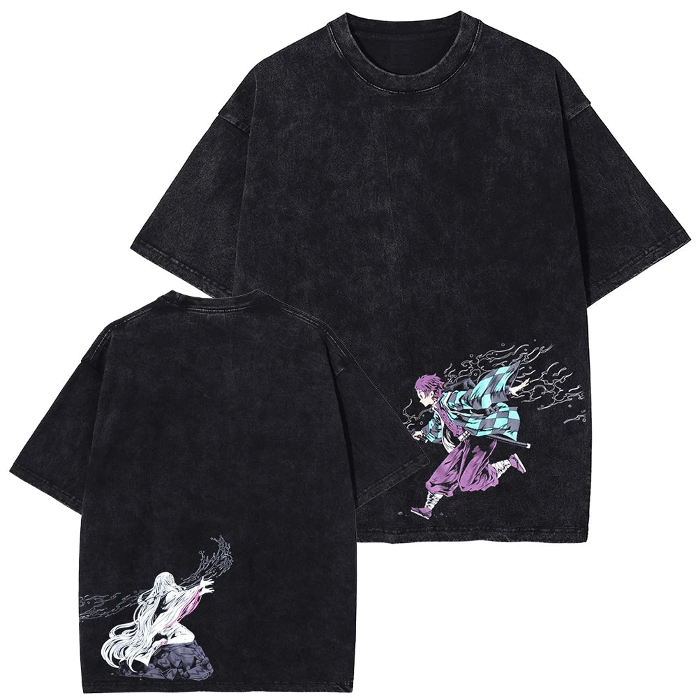 Demon Slayer Tanjiro's Run Oversized Vintage Shirt