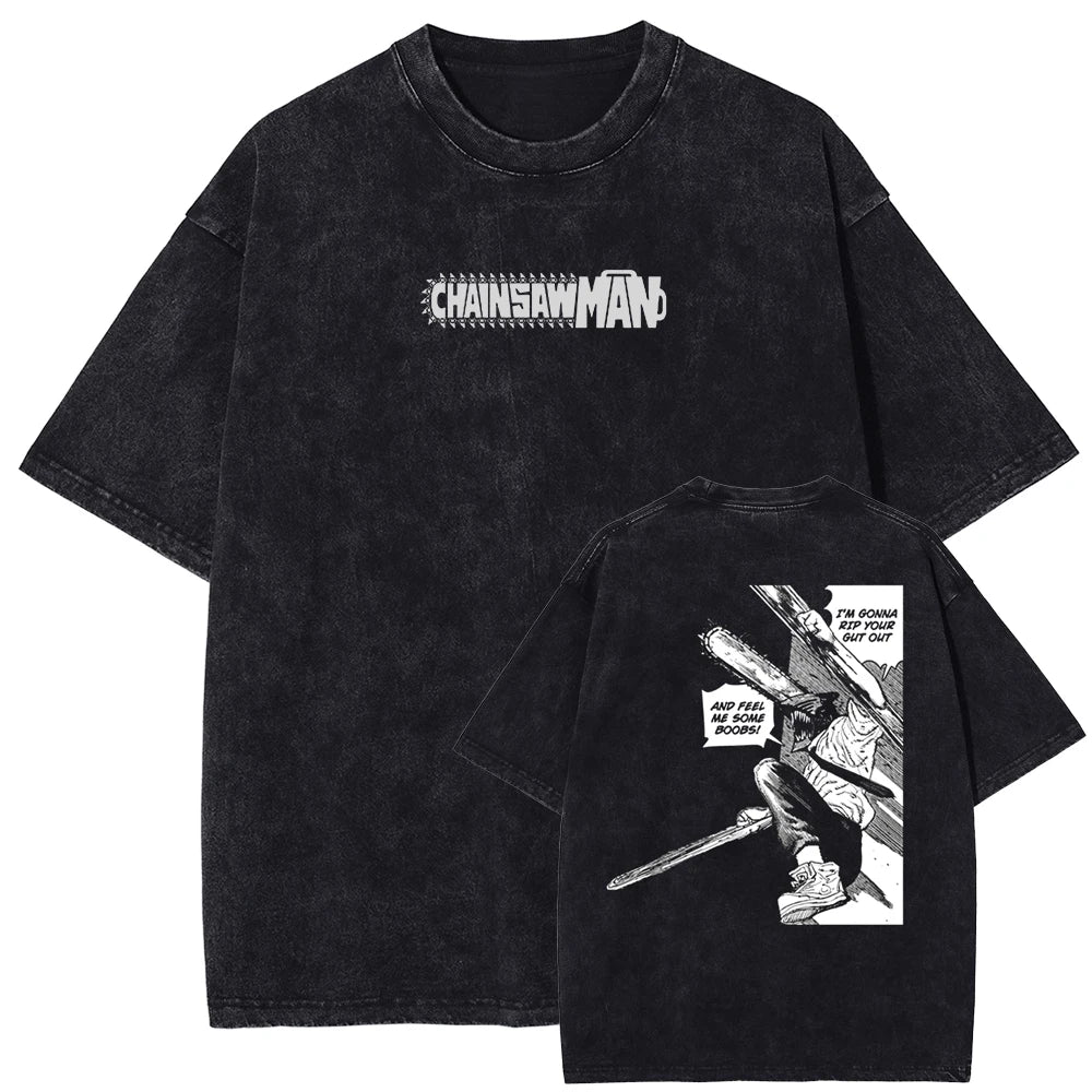 Chainsaw Man Denji's Transformation Oversized Vintage T-Shirt